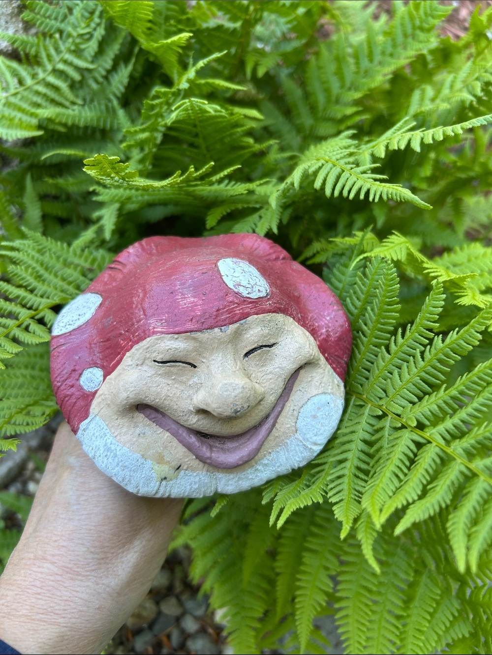 Smiling Mushroom Face Garden decor